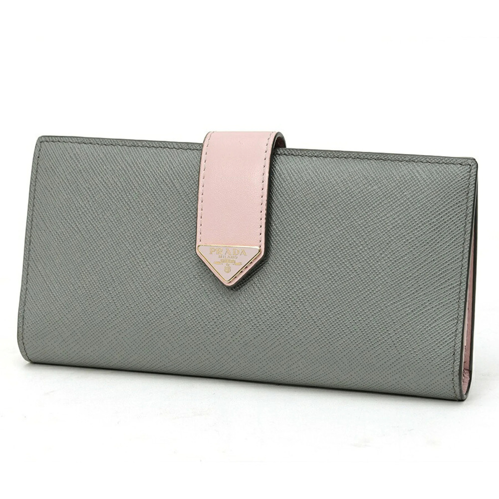 Prada Saffiano Tab Wallet 1MV025, Leather, Gray Pink